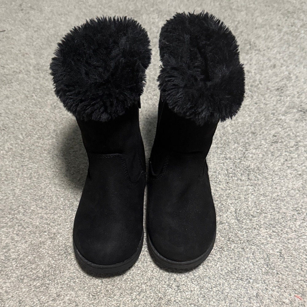 Cat & Jack Black Fur-Lined Kids Boots